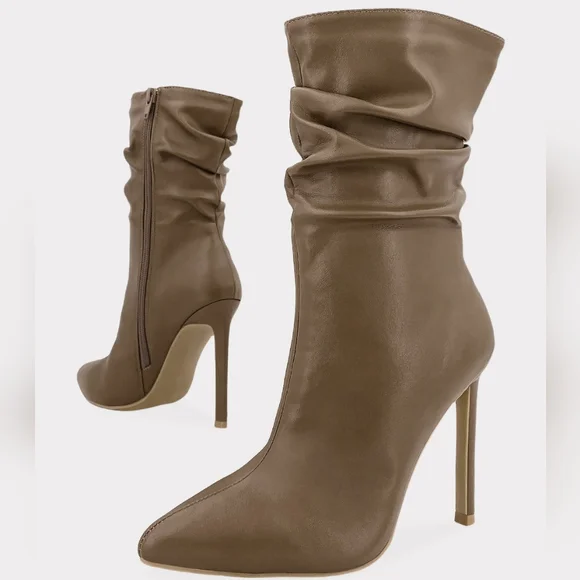 Mocha brown leather ankle booties - Picture 3 of 4